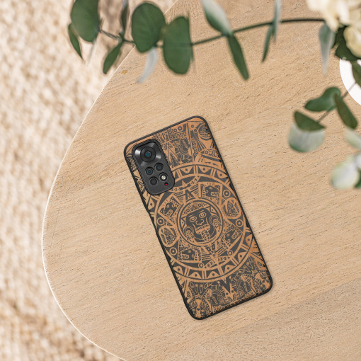 Husa kwmobile pentru Xiaomi Redmi Note 11/Redmi Note 11S, Lemn, Negru/Maro, 57386.06