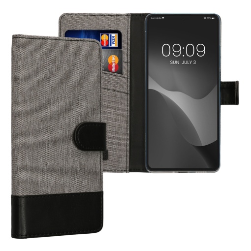 Husa Kwmobile pentru Xiaomi Redmi Note 12 Pro 5G, Gri/Negru, Textil/Silicon, 60736.22