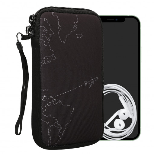 Husa Kwmobile Universala L - 6,5", Neopren, Negru/Alb , 30226.3.65