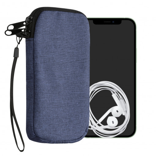 Husa Universala Kwmobile marime M - 5,5 inch, Textil, Albastru, 58228.2.17