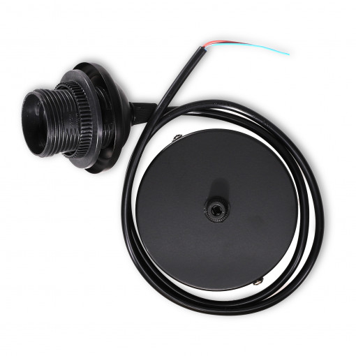Pendul de interior 80 cm cu dulie pentru becuri E27, Kwmobile, Negru, 52391.01.01