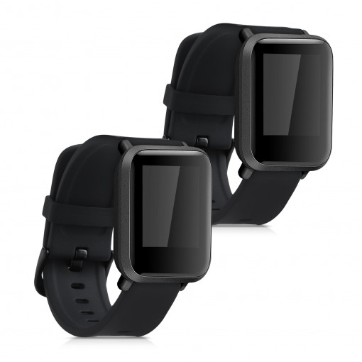 Set 2 Curele pentru Xiaomi Amazfit Bip S / Amazfit Bip S Lite, kwmobile, Silicon, Negru, 53859.04