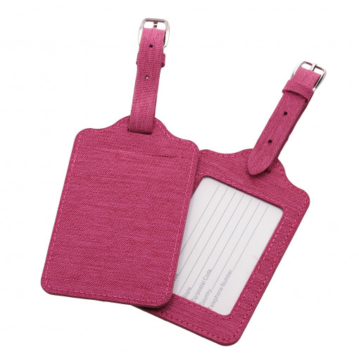 Set 2 Etichete pentru bagaje, Kwmobile, Visiniu, Textil, 58508.13