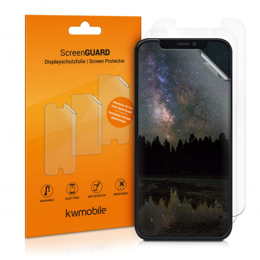 Set 3 Folii de protectie pentru Apple iPhone 12 Pro Max, kwmobile, Fata, Transparenta, 53819.1