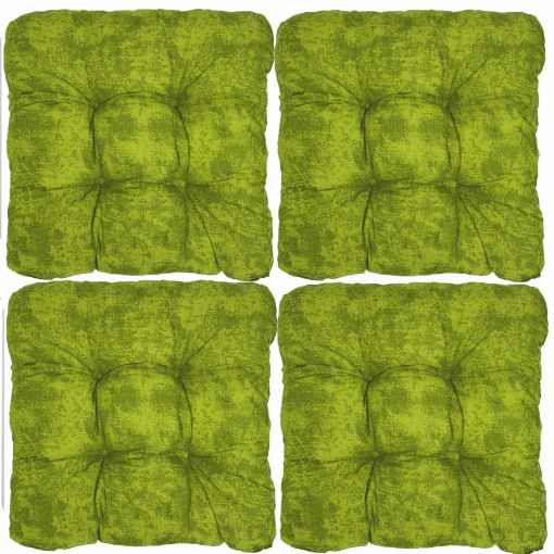 Set 4 Perne pentru scaun Jemidi, 38 x 38 cm, Verde, Poliester / Bumbac, 55316.07.08