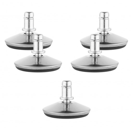 Set 5 Picioare pentru scaun de birou tija 10 mm, Kwmobile, Argintiu/Negru, Otel, 56093.03