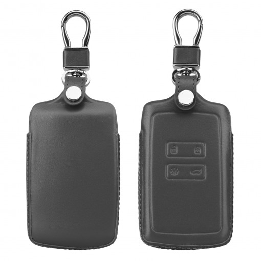 Husa Cheie Auto kwmobile pentru Renault/Dacia 4 Butoane - Keyless Go, Piele, Gri, 54669.08