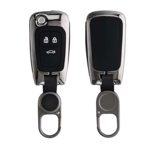 Husa Cheie Auto pentru Opel - 3 Butoane, kwmobile, Aliaj zinc, Negru / Silver, 56928.19