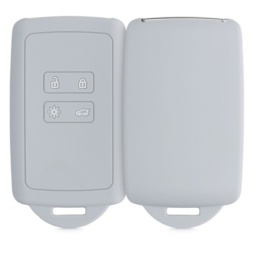 Husa Cheie Auto pentru Renault / Dacia - 4 Butoane - Keyless Go, kwmobile, Silicon, Gri, 48035.22