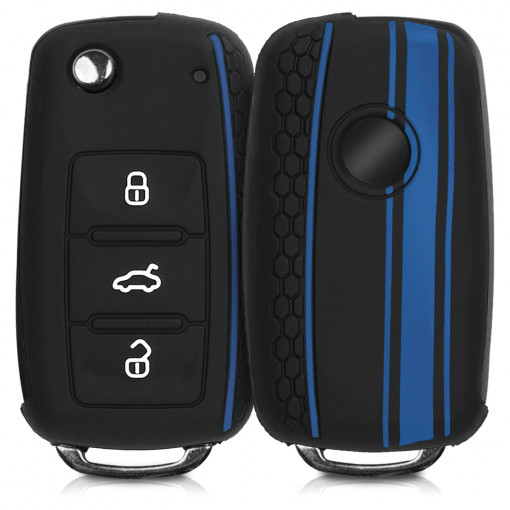 Husa Cheie Auto pentru VW / Skoda / Seat - 3 Butoane, Silicon, Negru, 46965.06