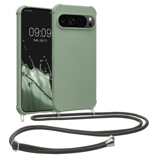 Husa Kwmobile cu jnur pentru Google Pixel 9/Pixel 9 Pro, Verde deschis, Silicon, KWM000020PY003C