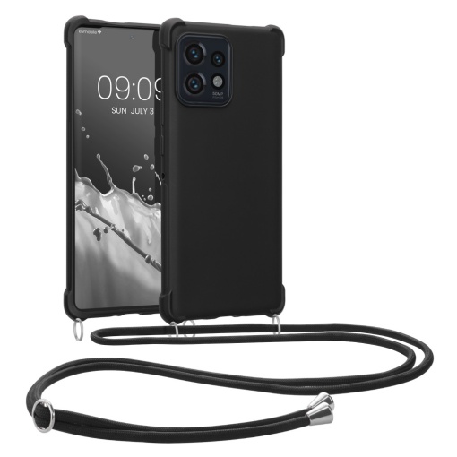 Husa Kwmobile cu jnur pentru Motorola Edge 40 Pro/Edge Plus (2023), Negru, Silicon, 61504.01