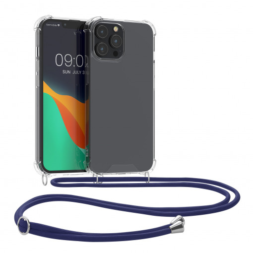 Husa Kwmobile pentru Apple iPhone 13 Pro Max, Silicon, Transparent/Albastru, 55976.04