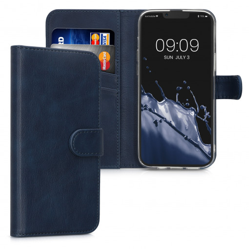 Husa Kwmobile pentru Apple iPhone 14 Plus, Piele ecologica, Albastru, 59213.17