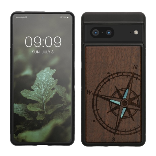 Husa Kwmobile pentru Google Pixel 7, Maro, Lemn/Silicon, 60757.04