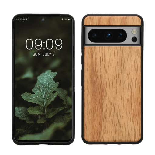 Husa Kwmobile pentru Google Pixel 8 Pro, Maro, Lemn/Silicon, KWM0000208Y003C