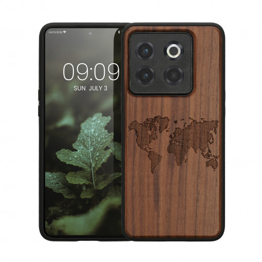 Husa kwmobile pentru OnePlus 10T , Lemn, Maro/Negru, 59640.02