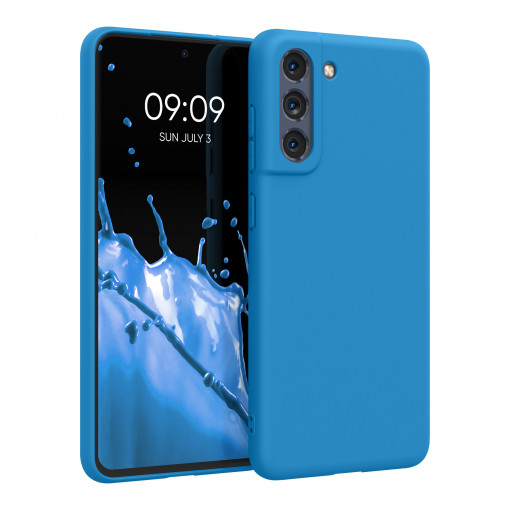 Husa Kwmobile pentru Samsung Galaxy S21 FE, Silicon, Albastru, 55484.228