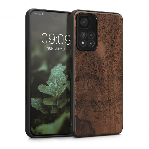 Husa Kwmobile pentru Xiaomi Redmi Note 11 Pro Plus 5G, Lemn, Maro, 58100.05