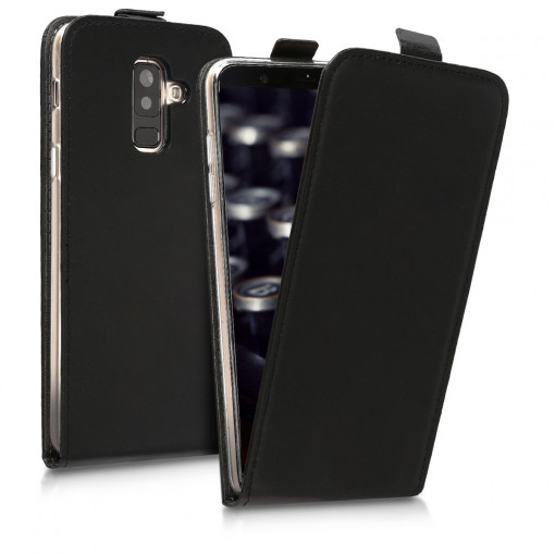 Husa pentru Samsung Galaxy A6 Plus, Piele ecologica, Negru, 45882.01