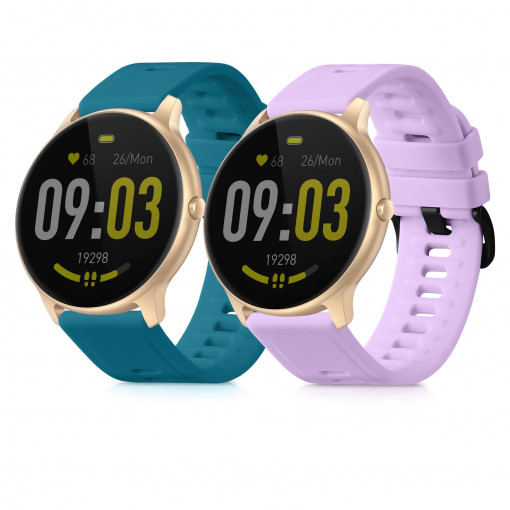 Set 2 curele pentru AGPTEK LW11, Kwmobile, Mov/Verde, Silicon, 56653.222