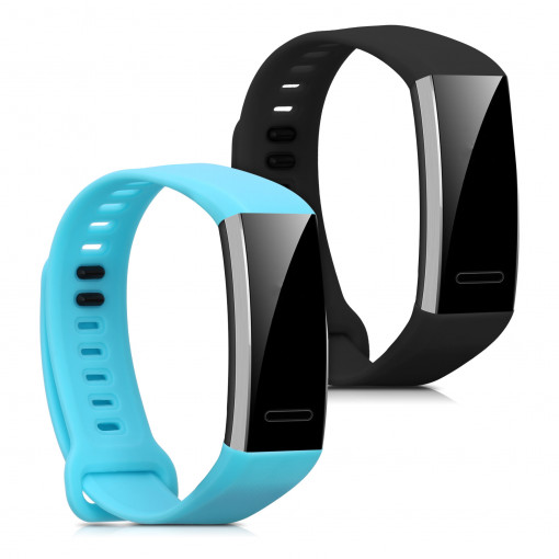 Set 2 Curele pentru Huawei Band 2 / Band 2 Pro, kwmobile, Silicon, Albastru / Negru, 43318.58