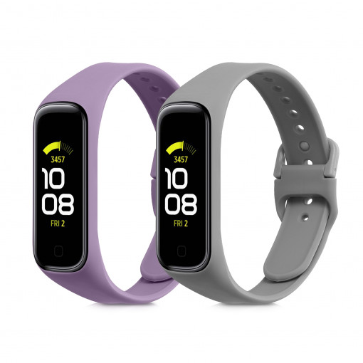 Set 2 Curele pentru Samsung Galaxy Fit 2, Kwmobile, Gri/Mov, Silicon, 53962.06
