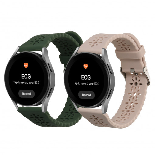 Set 2 curele pentru Samsung Galaxy Watch 4/Galaxy Watch Active 2, Kwmobile, Verde/Roz, Silicon, 59540.01