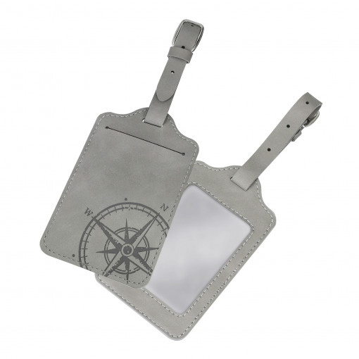 Set 2 Etichete pentru bagaje, Kwmobile, Gri, Piele ecologica, 56226.01