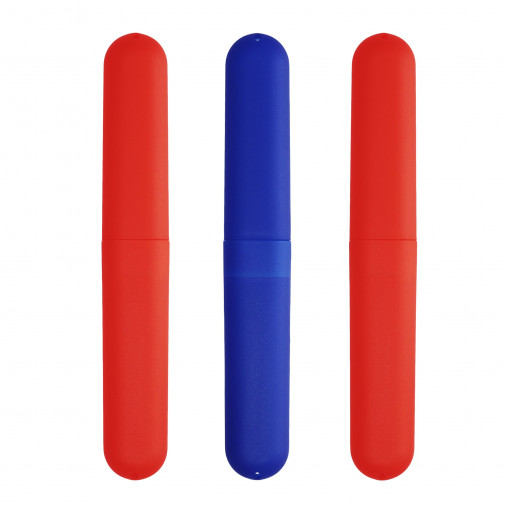 Set 3 Cutii pentru periuta de dinti, Kwmobile, Albastru/Rosu, Plastic, 48353.04