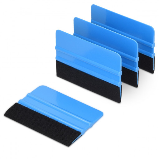 Set 4 Raclete cu pasla moale 4 inch, Kwmobile, Albastru/Negru, Plastic, 47851.04
