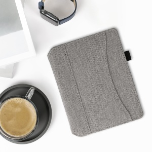 Husa cu buzunar Kwmobile pentru Kobo Aura H2O Edition 2, Gri deschis, Textil, 54137.25 - Img 7