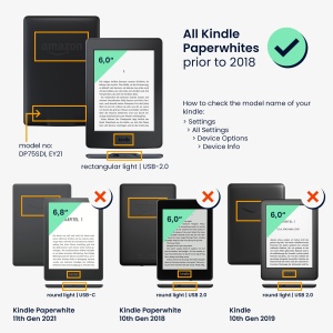 Husa Kwmobile pentru Amazon Kindle Paperwhite, Multicolor, Piele ecologica, KWM000007TD037C - Img 5