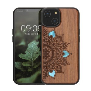 Husa Kwmobile pentru Apple iPhone 14, Maro, Lemn/Silicon, 59124.06 - Img 2