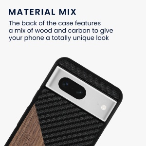 Husa Kwmobile pentru Google Pixel 8, Maro/Negru, Lemn/Silicon, 61873.01 - Img 4