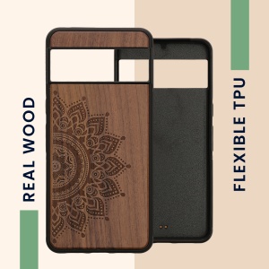 Husa Kwmobile pentru Google Pixel 8 Pro, Maro, Lemn/Silicon, 61876.01 - Img 3