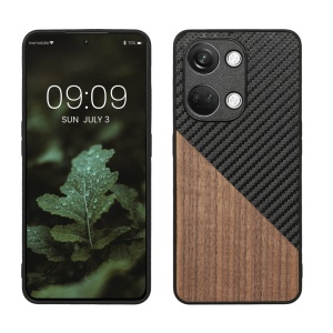 Husa Kwmobile pentru OnePlus Nord 3 5G, Maro/Negru, Lemn/Silicon, 61769.01 - Img 1