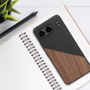 Husa Kwmobile pentru OnePlus Nord 4, Maro/Negru, Lemn/Silicon, KWM000022VK001C - Img 6