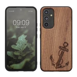 Husa Kwmobile pentru Samsung Galaxy A54 5G, Maro, Lemn/Silicon, 60799.05 - Img 1