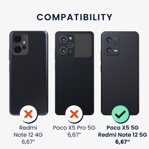Husa Kwmobile pentru Xiaomi Redmi Note 12 5G/Poco X5, Negru, Silicon, 61182.01 - Img 5