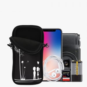 Husa Kwmobile Universala XXL - 7", Neopren, Negru/Alb, 58701.5.03 - Img 8