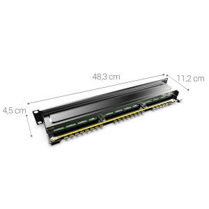 Patch Panel Cat6 cu 24 porturi RJ45 si bara de gestionare a cablurilor, Kwmobile, Negru, Metal, 44493.01 - Img 6