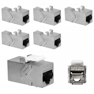 Set 12 Mufe pentru cabluri Ethernet RJ45 si Cat 6A, Kwmobile, Argintiu, Metal, 52348.01.06 - Img 1