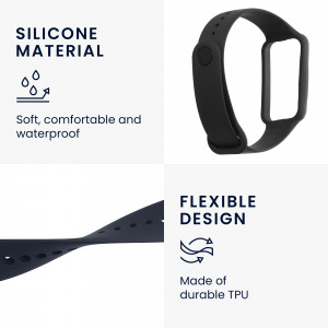 Set 2 curele kwmobile pentru Amazfit Band 7, Silicon, Negru/Albastru, 60111.01 - Img 4