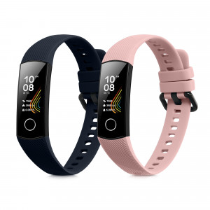 Set 2 curele kwmobile pentru Honor Band 5/Band 4, Silicon, Albastru/Roz, 59596.03 - Img 1
