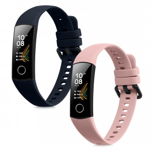 Set 2 curele kwmobile pentru Honor Band 5/Band 4, Silicon, Albastru/Roz, 59596.03 - Img 2
