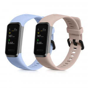 Set 2 curele kwmobile pentru Huawei Band 4, Silicon, Roz/Albastru, 59802.03 - Img 1