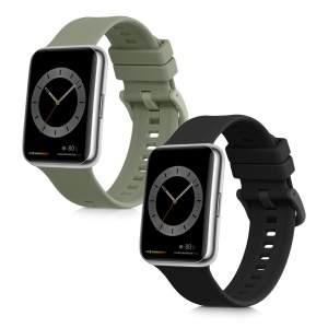 Set 2 Curele Kwmobile pentru Huawei Watch Fit 2, Negru/Verde, Silicon, KWM000016VU006C - Img 2