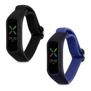 Set 2 Curele Kwmobile pentru OPPO Band Sport, Negru/Albastru, Nylon, KWM0000173Y005C - Img 2