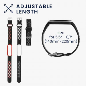 Set 2 curele kwmobile pentru Xiaomi Mi Smart Band 6/Mi Band 6/Band 5, Silicon, Gri/Rosu, 59792.01 - Img 7